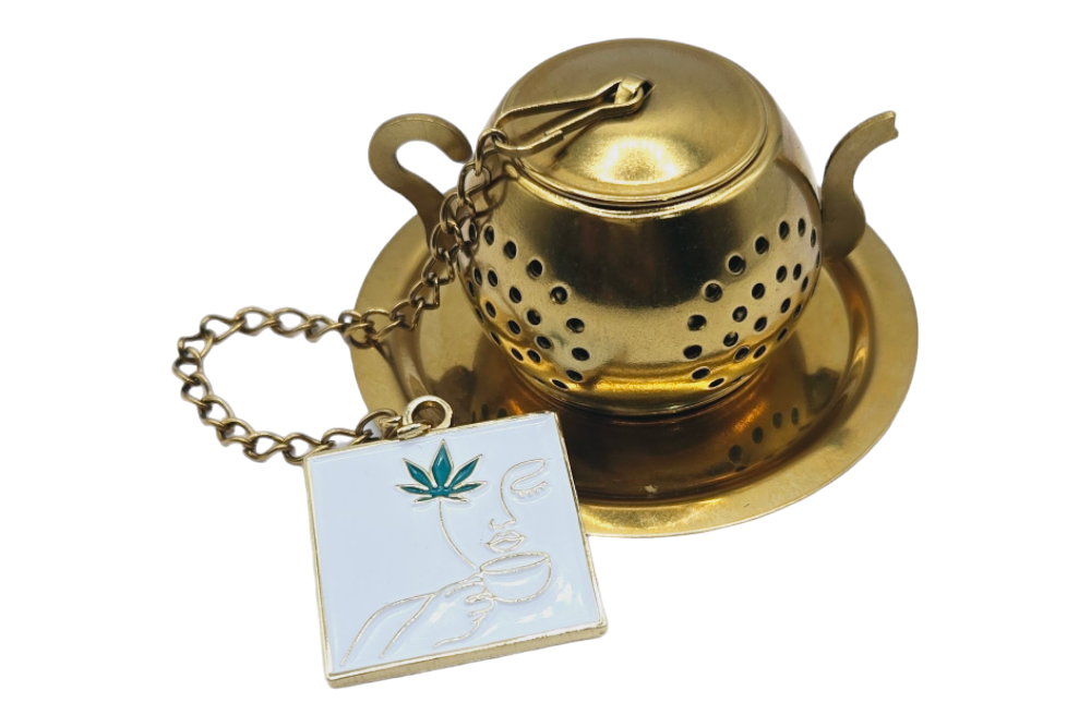 Gold Teapot Loose Leaf Tea Infuser with Charm